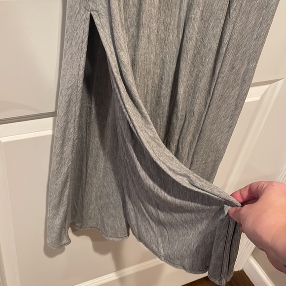Athleta Heather Grey Elastic Waist Maxi Skirt with side slits - Picture 3 of 8